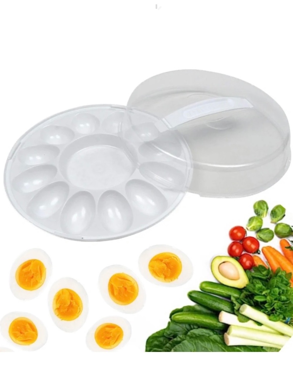 Egg Carrier And Serving Tray Deviled Hardboiled Display Container Eggs Holder